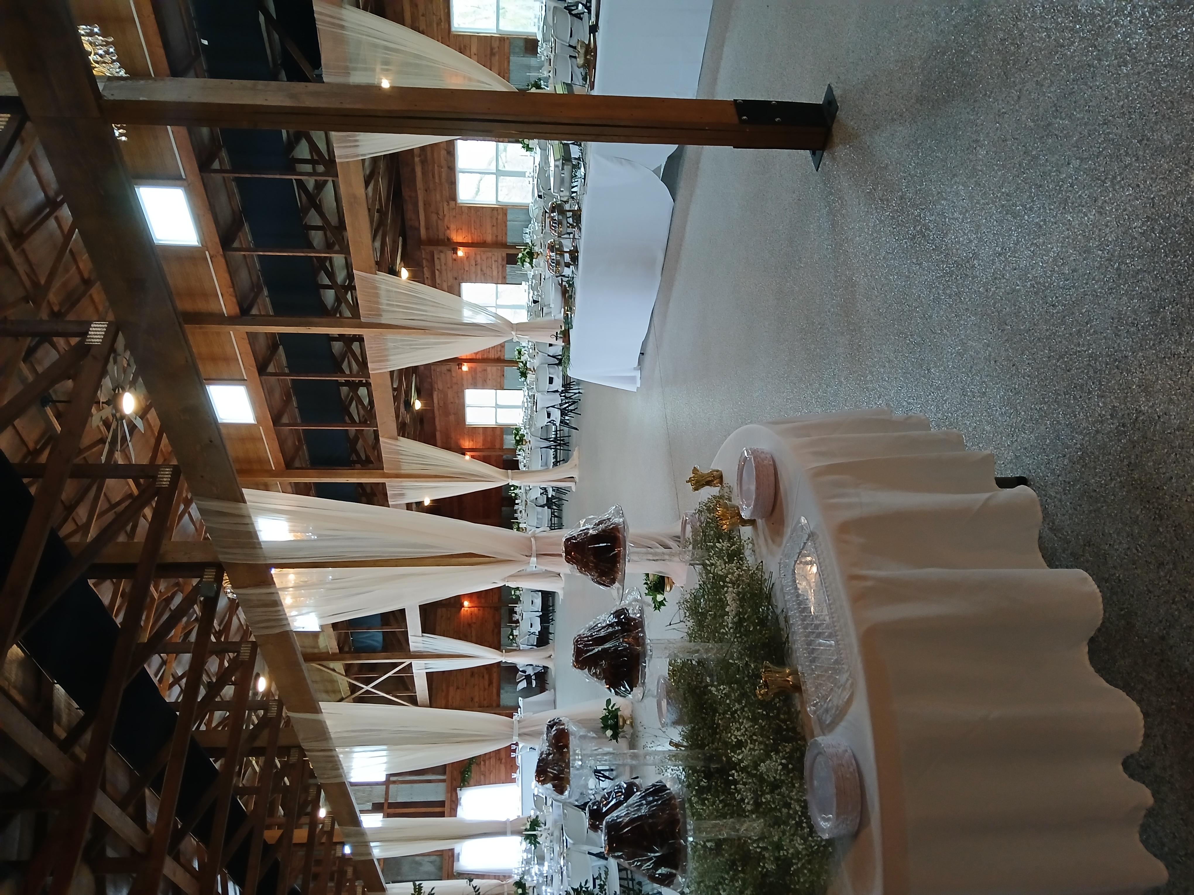 white tables in reception area