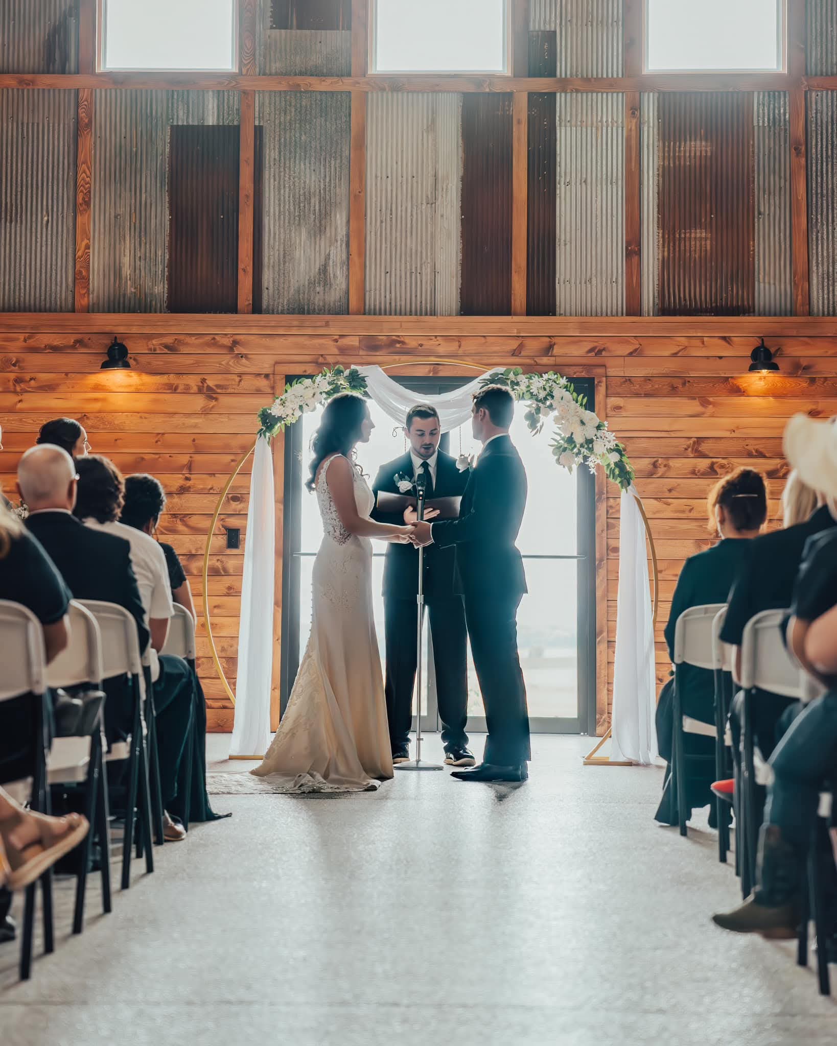 Bride and groom at alter